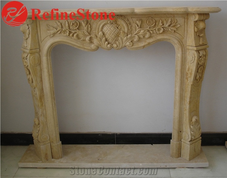 Cheap Beige Marble Travertine Fireplace Surround