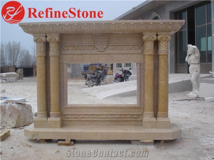 Cheap Beige Marble Travertine Fireplace Surround