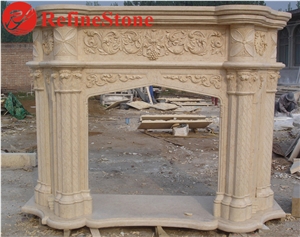 Cheap Beige Marble Travertine Fireplace Surround