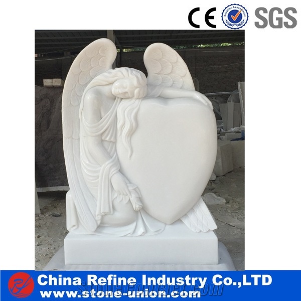 China White Marble Heart Shape Tombstone