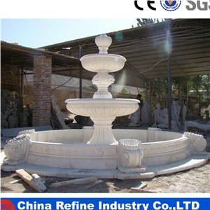 Exterior White Marble Fountain with Round Pond