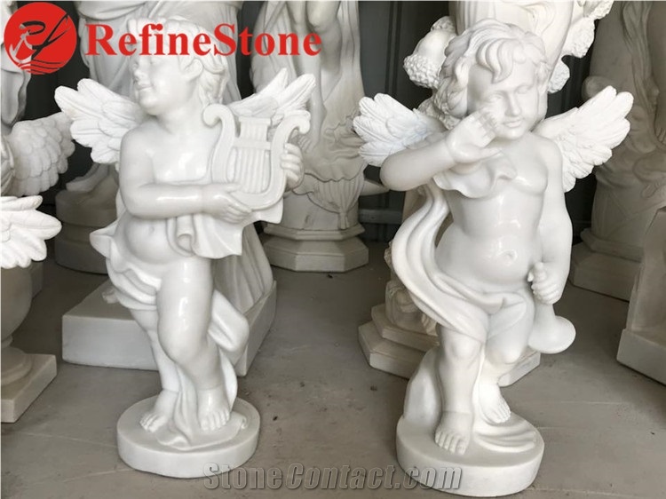 Hand Carved Sculpture White Marble Child Statue