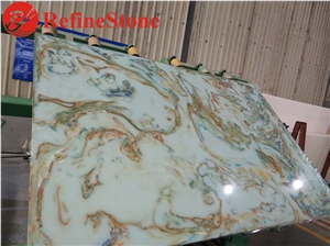 Man-Made Backlit Artificial Green Onyx Slab