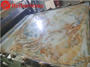 Man-Made Backlit Artificial Green Onyx Slab