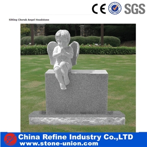Simple Design Grey Granite Headstone with Bady