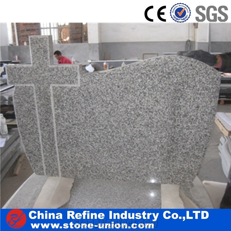 Simple Design Grey Granite Headstone with Bady