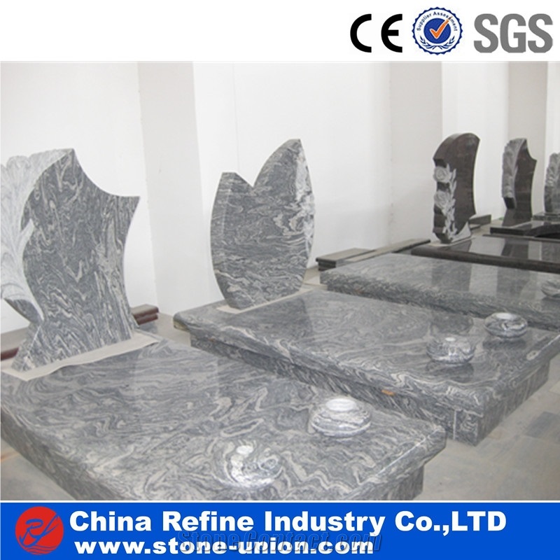 Simple Design Grey Granite Headstone with Bady