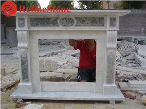 White Marble Corner Fireplace Mantel