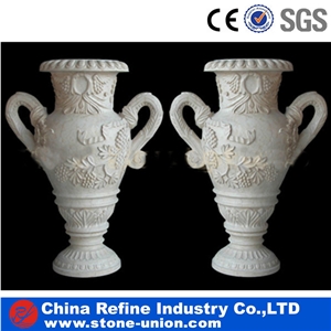 White Marble Flower Pots and Carving