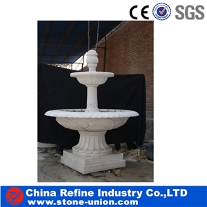 Yellow Marble Hand Caved Stone Fountain