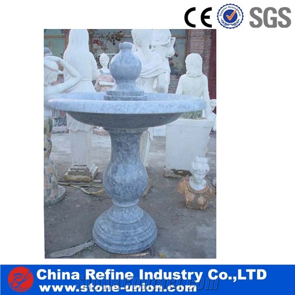 Yellow Marble Hand Caved Stone Fountain