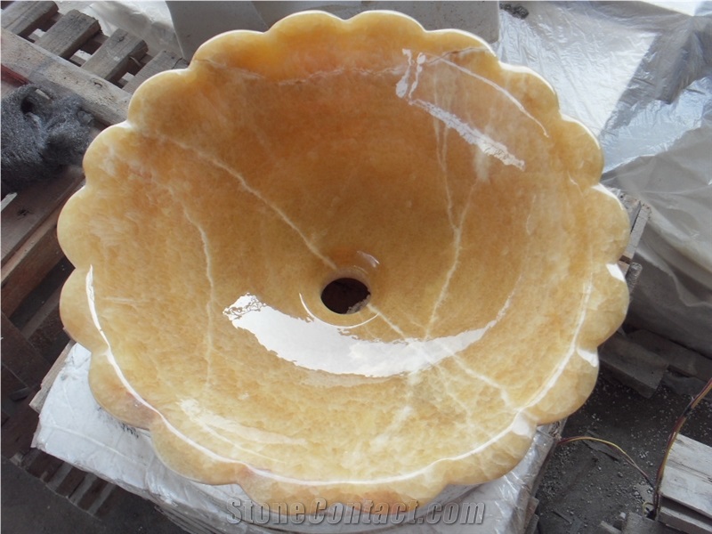 Flower Shape Onyx Basin Wash Sink