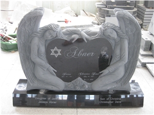 Black Granite Engraved Angel Monument 01