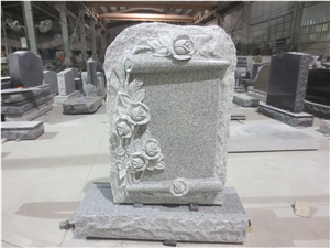 G633 Book Shape Headstone with Roses Engraving