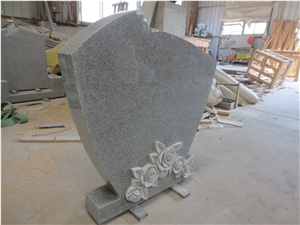 G633 Gray Monument with Flowers Engraving