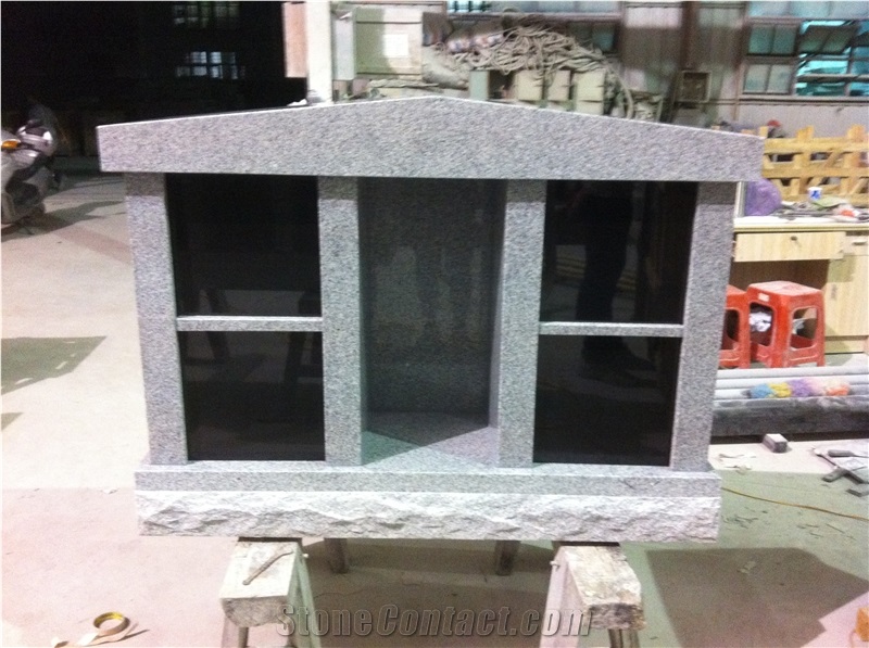 Grey and Black 4 Niche Cremation Granite Urn