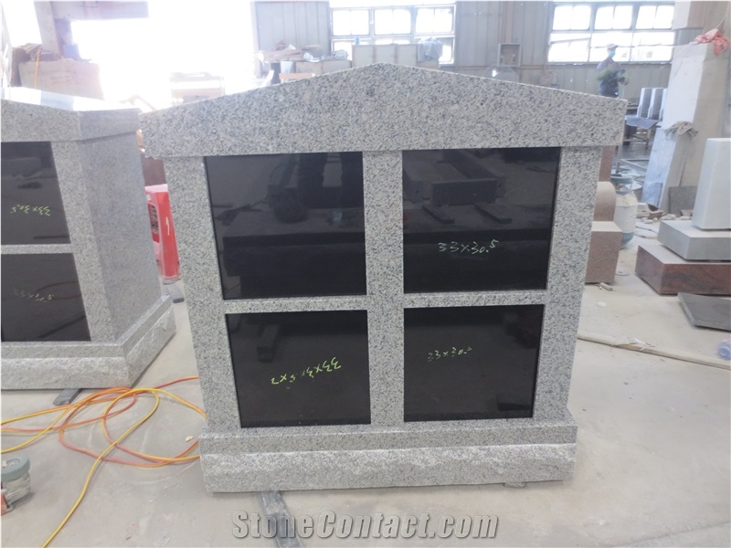 Grey and Black 4 Niche Cremation Granite Urn
