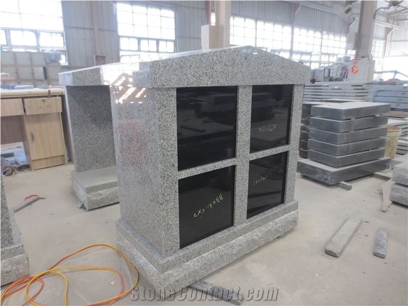 Grey and Black 4 Niche Cremation Granite Urn
