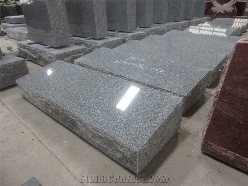 Light Grey Granite Cemetery Bevel Headstones 01