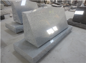 Light Grey Granite Cemetery Slants Headstones 02