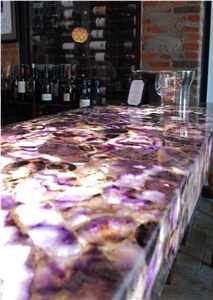 Semiprecious Amethyst Slab Design for Countertop