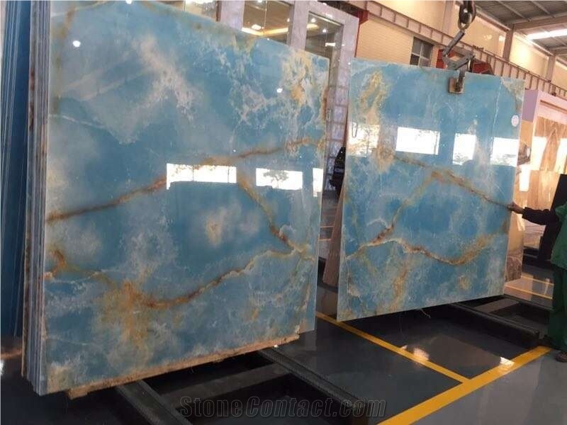 Nice Pattern Blue Onyx Stair Treads