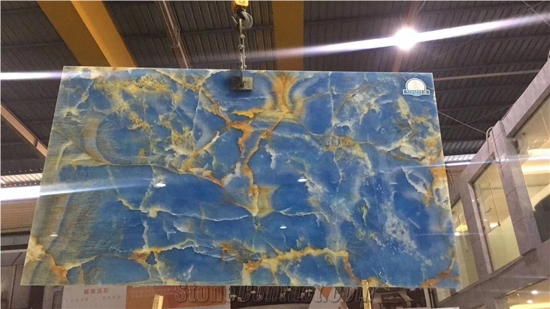 Nice Pattern Blue Onyx Stair Treads