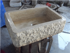 Beige Travertine Farmhouse Sink,Stone Farm Sinks