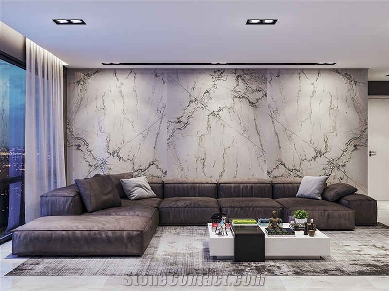 Calacatta White Quartzite Slabs, Tiles