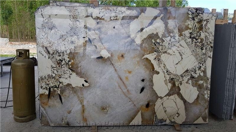 Patagonia Quartzite Slabs, Brazil Crystal White Quartzite