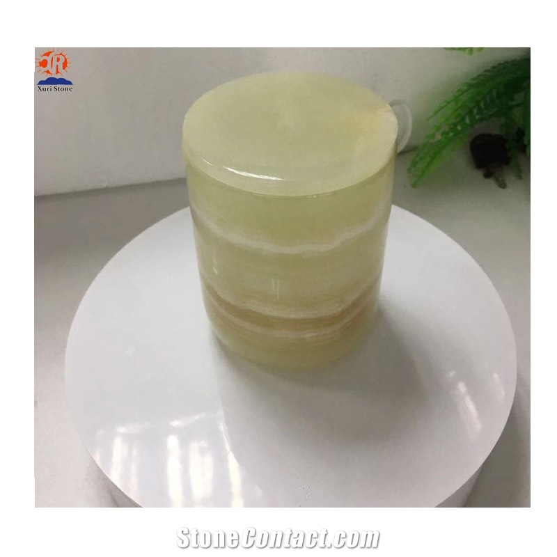 Natural Green Onyx Marble Candle Jar with Lids