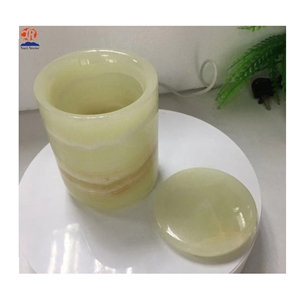 Natural Green Onyx Marble Candle Jar with Lids