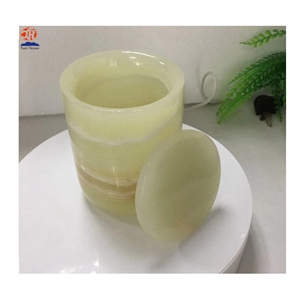 Natural Green Onyx Marble Candle Jar with Lids