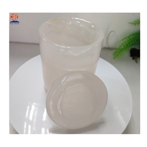 Pink Onyx Candle Jar/Candle Holder with Lid