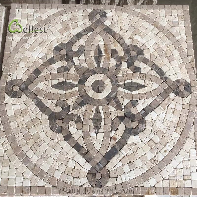 Beige Concise Pattern Mosaic Interior Medallion