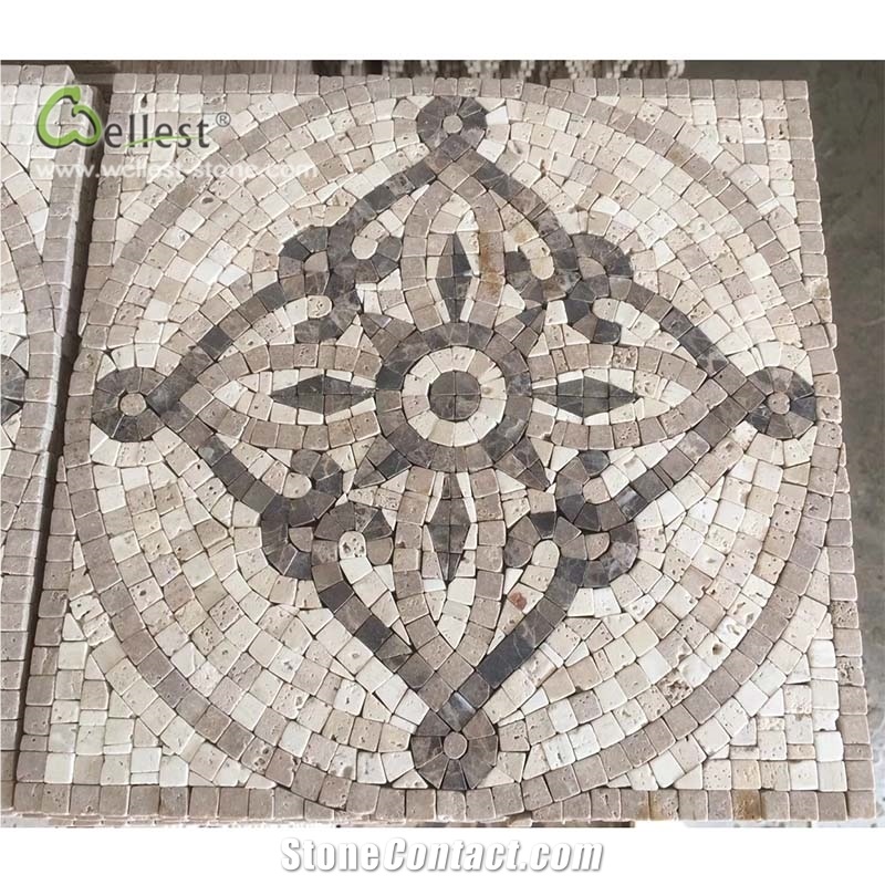 Beige Concise Pattern Mosaic Interior Medallion