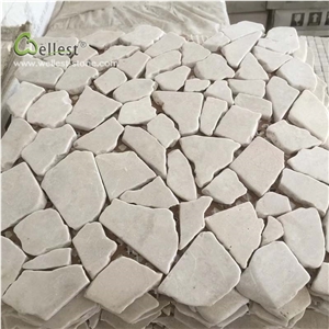 Beige Mosaic Pattern Random Pebble Meshed