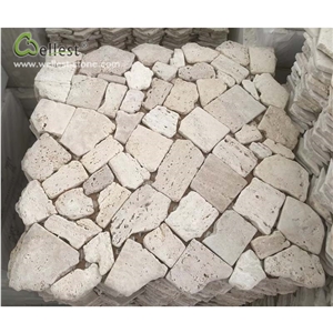 Beige Mosaic Pattern Random Pebble Meshed