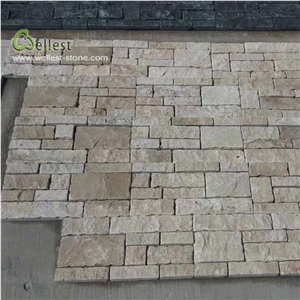 Beige Yellow Wall Cladding Ledgestone Balcony