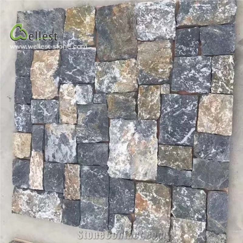 Blue Grey Loose Stone Fence Wall Covering Cladding