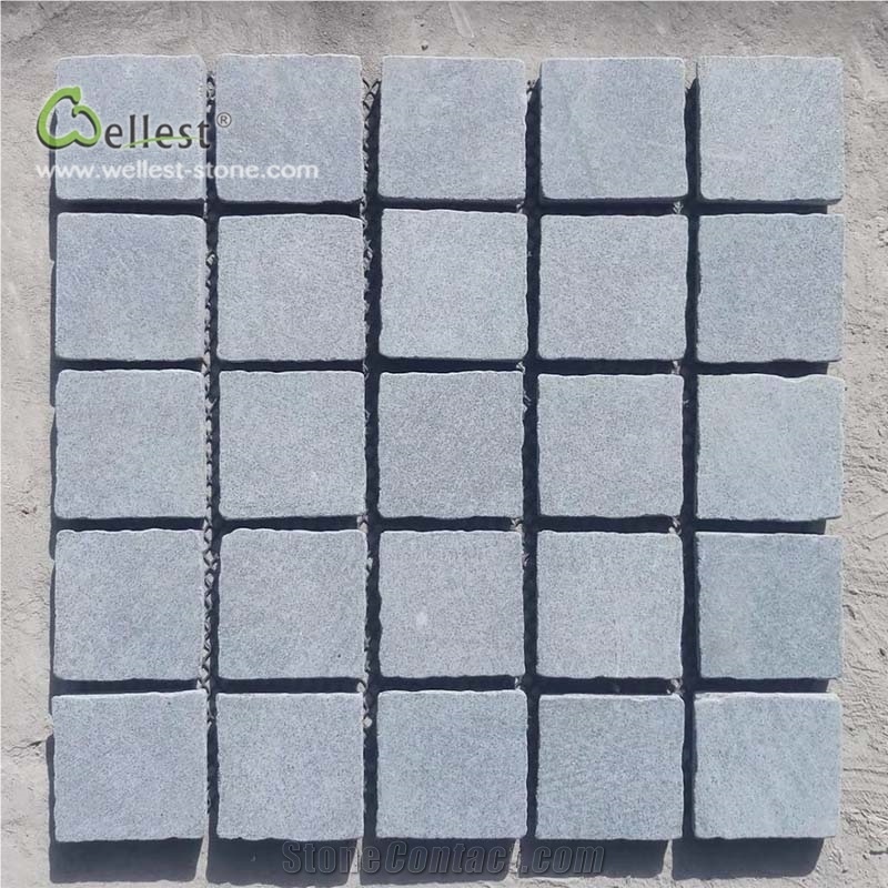 Blue Grey Mesh Backed Cube Stone