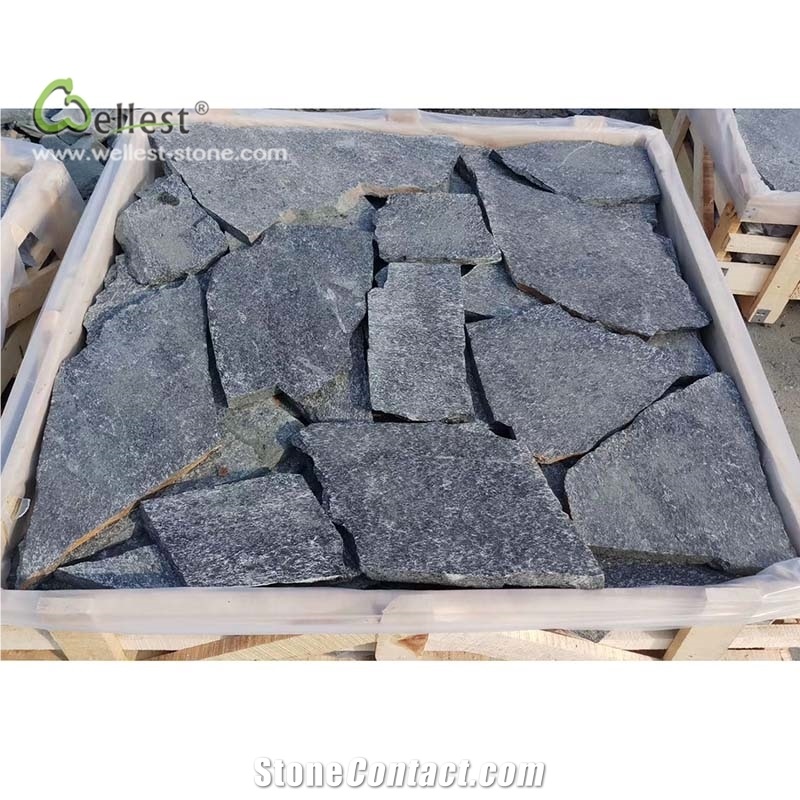 Blue Loose Stone Random Shape Fence Wall Covering