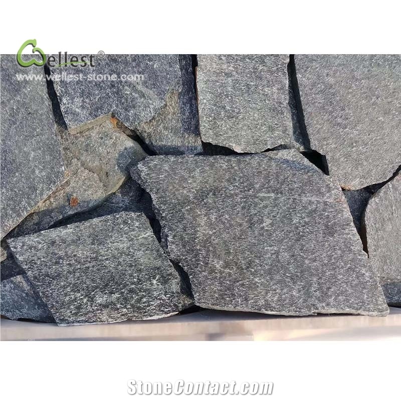 Blue Loose Stone Random Shape Fence Wall Covering