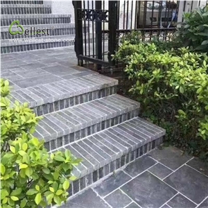 Blue Paver Cobblestone Stair Riser Hillside Field