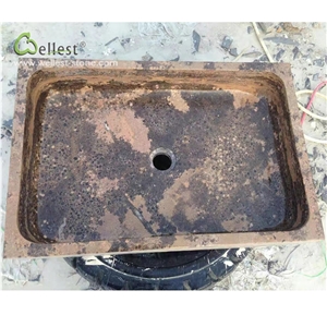 Brown Bathroom Rectangular Basins Washing Bowl
