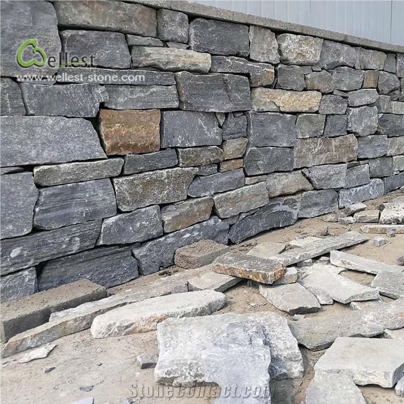 Bule Quartzite Loose Stone Wall Fence Covering
