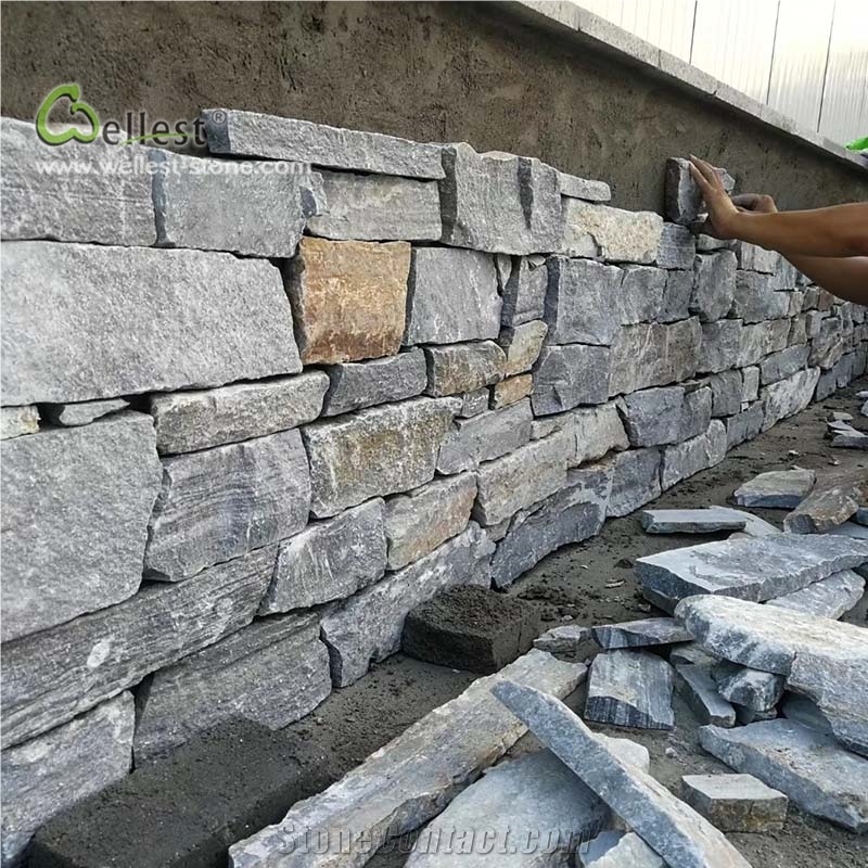 Bule Quartzite Loose Stone Wall Fence Covering