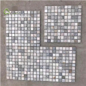 Colorful Quartzite Wall Mosaic Pattern Meshed