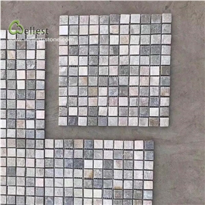Colorful Quartzite Wall Mosaic Pattern Meshed