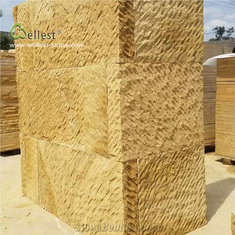 Golden Yellow Retaining Wall Block Fence Stone